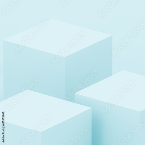 Abstract 3d blue cube and box podium minimal scene studio background.