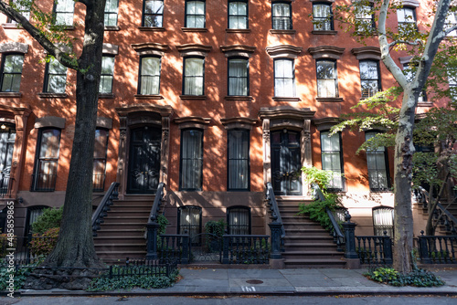 Beautiful Brownstone Homes in Greenwich Village of New York City © James