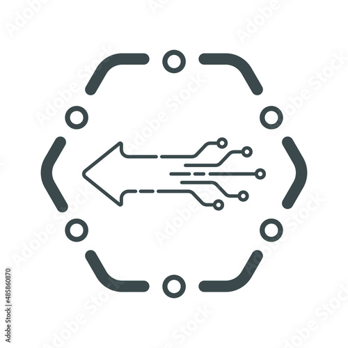Abstract vector illustration of arrow in artificial intelligence style. Editable move