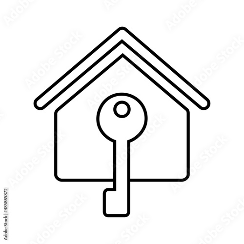 Turnkey house line icon. House or home ready for moving in. Vector Illustration