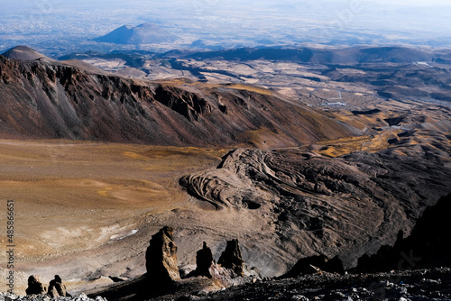 Scenic landscape of mountainous region with Ercias volcano photo