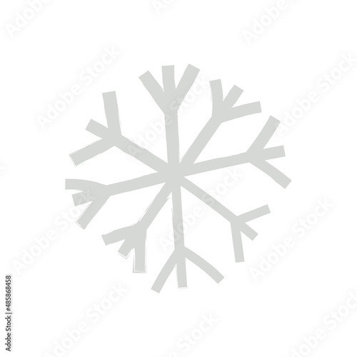 Hand drawn snowflake in simple nordic style, flat vector illustration isolated on white background. Cold winter weather concept.
