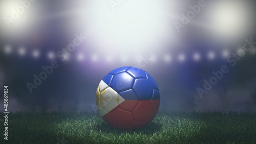 Soccer ball in flag colors on a bright blurred stadium background. Philippines. 3D image © Sasha Strekoza