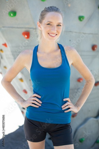 beautiful adult female rock climber