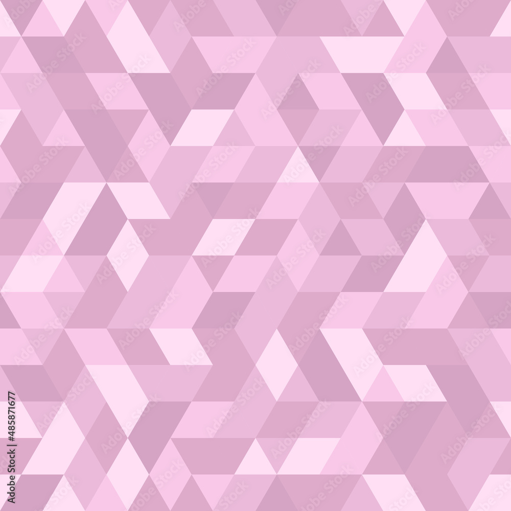 Geometric pattern with purple and pink triangles and shapes. Geometric modern ornament. Seamless abstract background