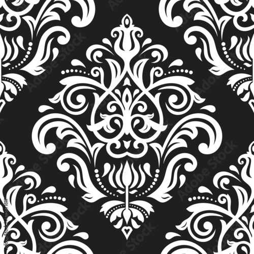 Orient dark classic pattern. Seamless abstract background with vintage elements. Orient black and white background. Ornament for wallpaper and packaging