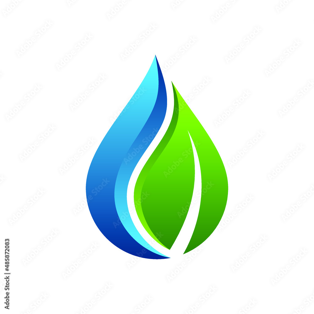 Water and Leaf Logo can be use for icon, sign, logo and etc