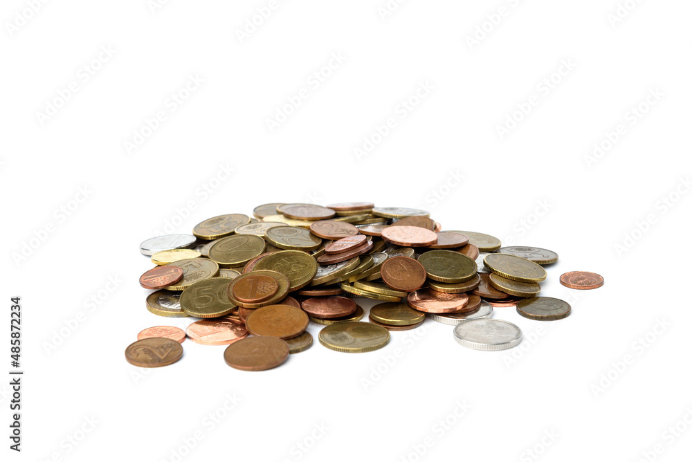 Pile of coins isolated on white background. Pile of coins isolated on white background.