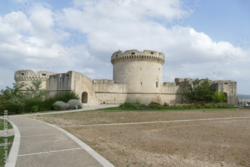 Fotografie Tramontano Castle in Matera, the rear side with large circular towers built by w