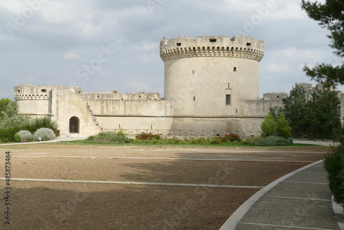 Fotografie Tramontano Castle in Matera, the rear side with large circular towers built by w