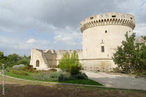 Fotografie Tramontano Castle in Matera, the rear side with large circular towers built by w