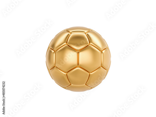 3D rendering golden soccer ball. Classic golden soccer ball isolated on white background