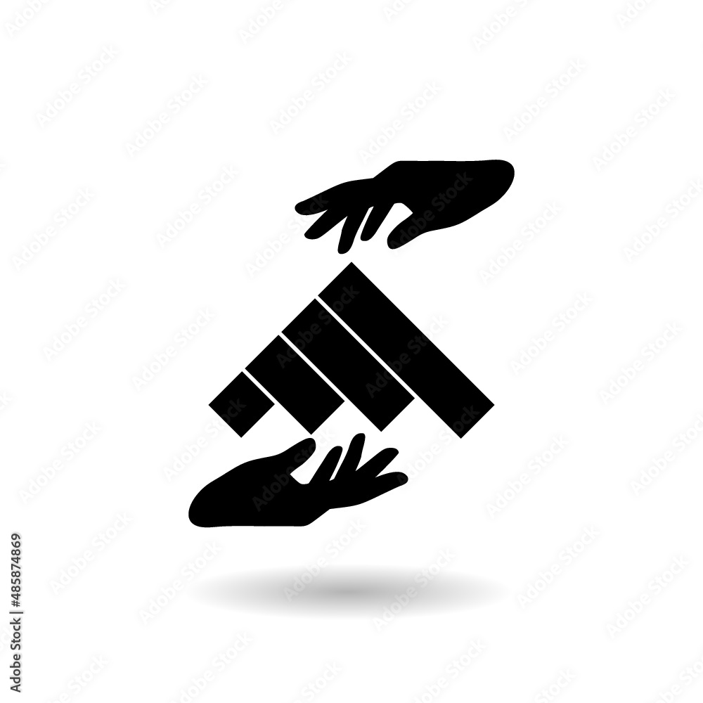 Obraz premium Hand holding home icon with shadow