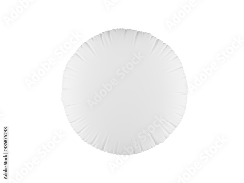 Realistic 3d soft white pillow in shape of circle. White pillow on white background.