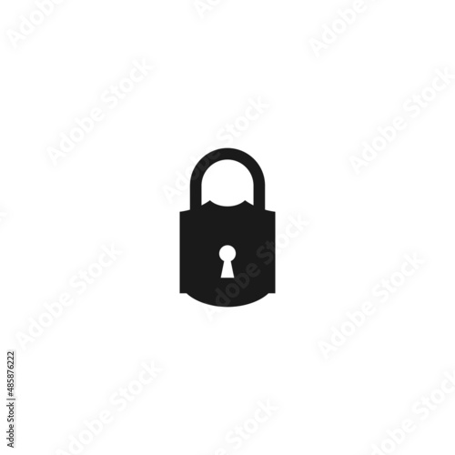 Black vintage lock with key hole icon. Retro Padlock symbol isolated on white. safety button. Pass word. Mystery, secret symbol