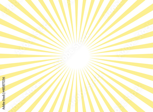 Sunlight rays horizontal background. Bright yellow color burst background. Sun beam ray sunburst wallpaper. Retro bright backdrop. starburst circus poster or placard