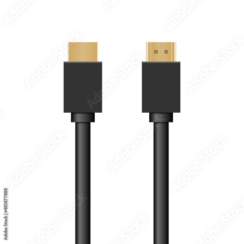 HDMI cable isolated on white background, vector illustration
