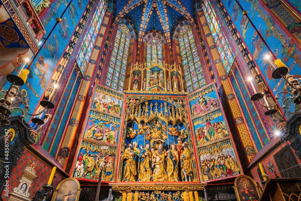 Ołtarz Wita Stwosza w Kościele Mariackim w Krakowie - obrazy, fototapety, plakaty 