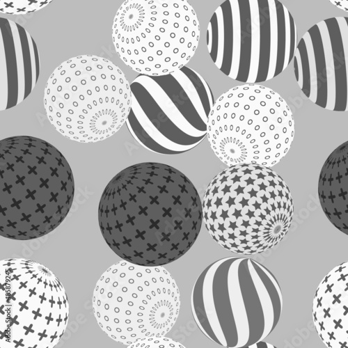 Retro 3d illustration of abstract balls, great design for any purpose. Modern poster for cover design. Vector seamless technology background. Background wall design. © niko180180