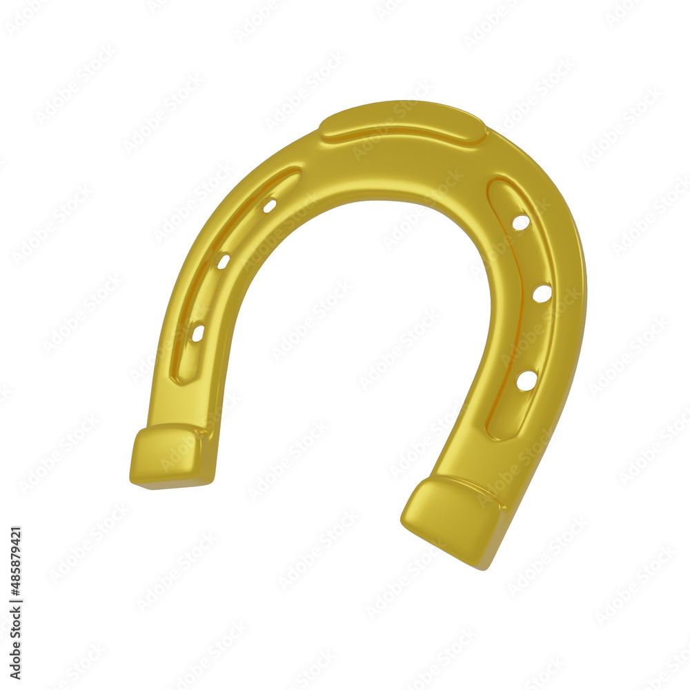 Gold luck horseshoes st patrick's day symbol 3d render., clipping paht Gold luck horseshoes st patrick's day symbol 3d render., clipping paht