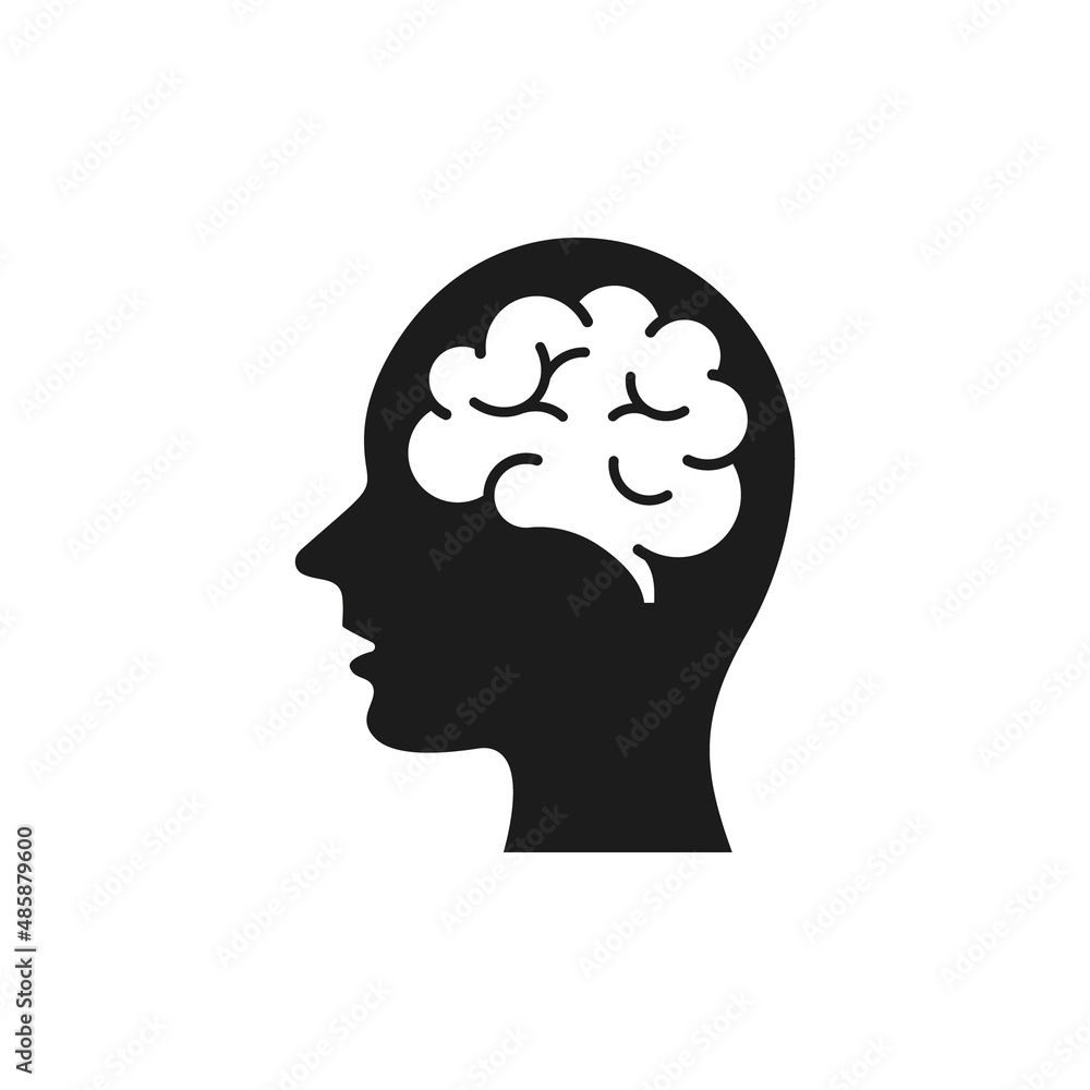 Human Head with brain icon. Vector Isolated simple symbol Human Head with brain icon. Vector Isolated simple symbol