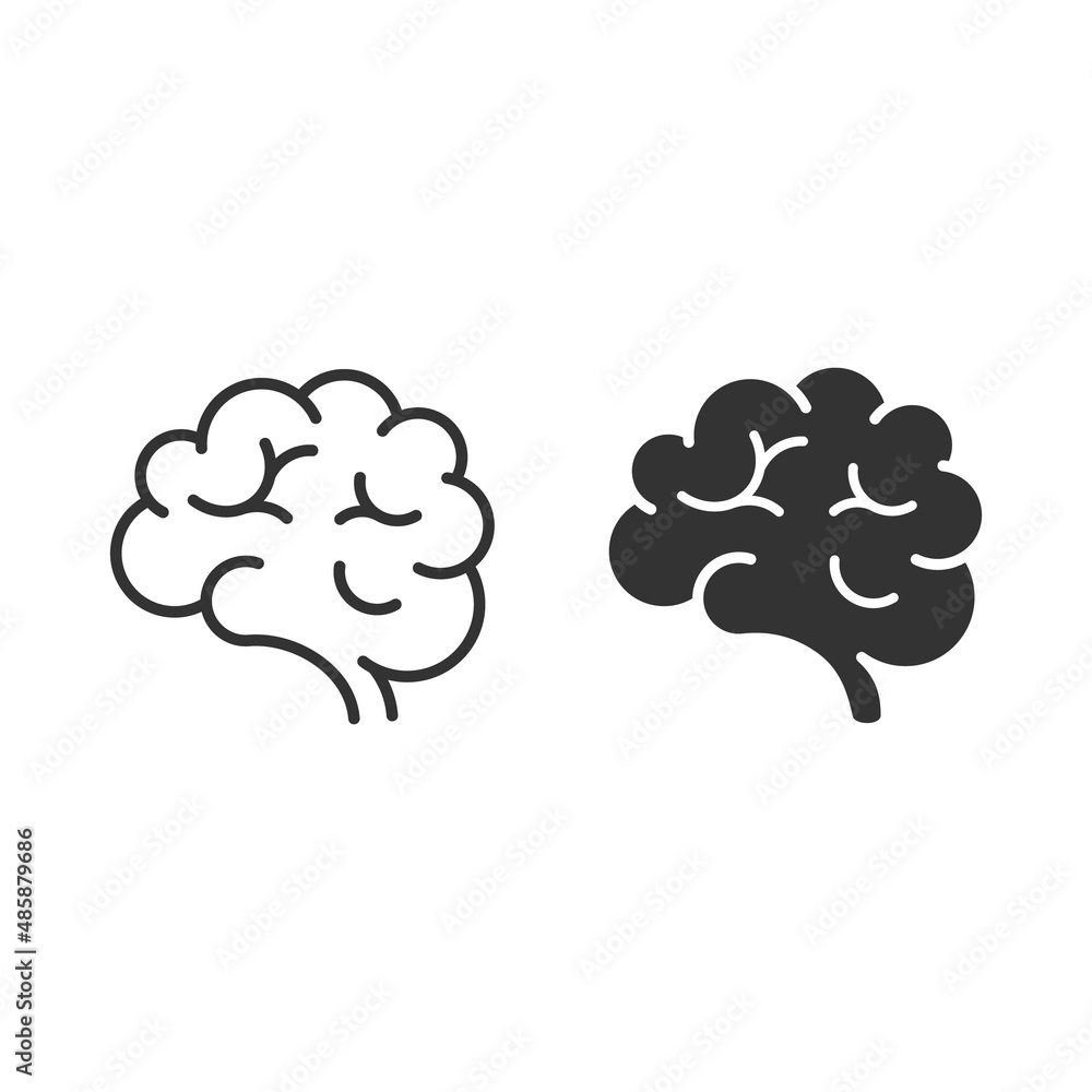 Human brain icon set, vector illustration isolated on white background Human brain icon set, vector illustration isolated on white background