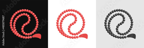 Holy rosary or buddhist mala, prayer beads logo vector icon