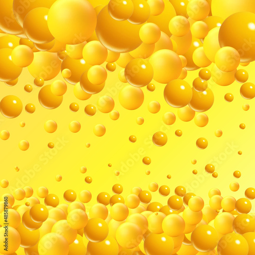 Abstract vector background. Yellow glossy balls. Decor element, design. eps 10