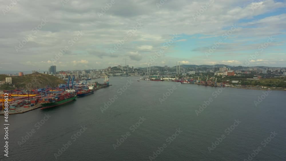 Vladivostok. Port city. Golden Horn bay. Aerial view. Vladivostok. Port city. Golden Horn bay. Aerial view.