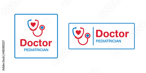 pediatric doctor stetoscope logo design medicine child children love heart monogram J