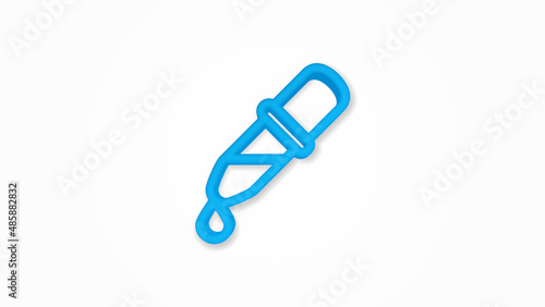 pipette 3d line flat color icon. Realistic vector illustration. Pictogram isolated. Top view. Colorful transparent shadow design.