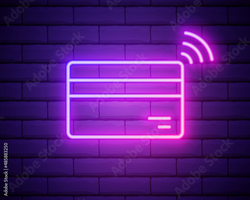 Contactless wireless pay sign logo. NFC technology. Near field communication. Nfc neon sign. Vector stock illustration