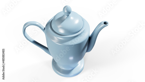 Stylish insulated plastic electric white kettle. 3d illustration, 3d rendering.