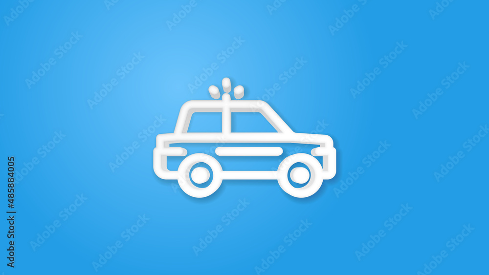 Obraz premium police car 3d line flat color icon. Realistic vector illustration. Pictogram isolated. Top view. Colorful transparent shadow design.