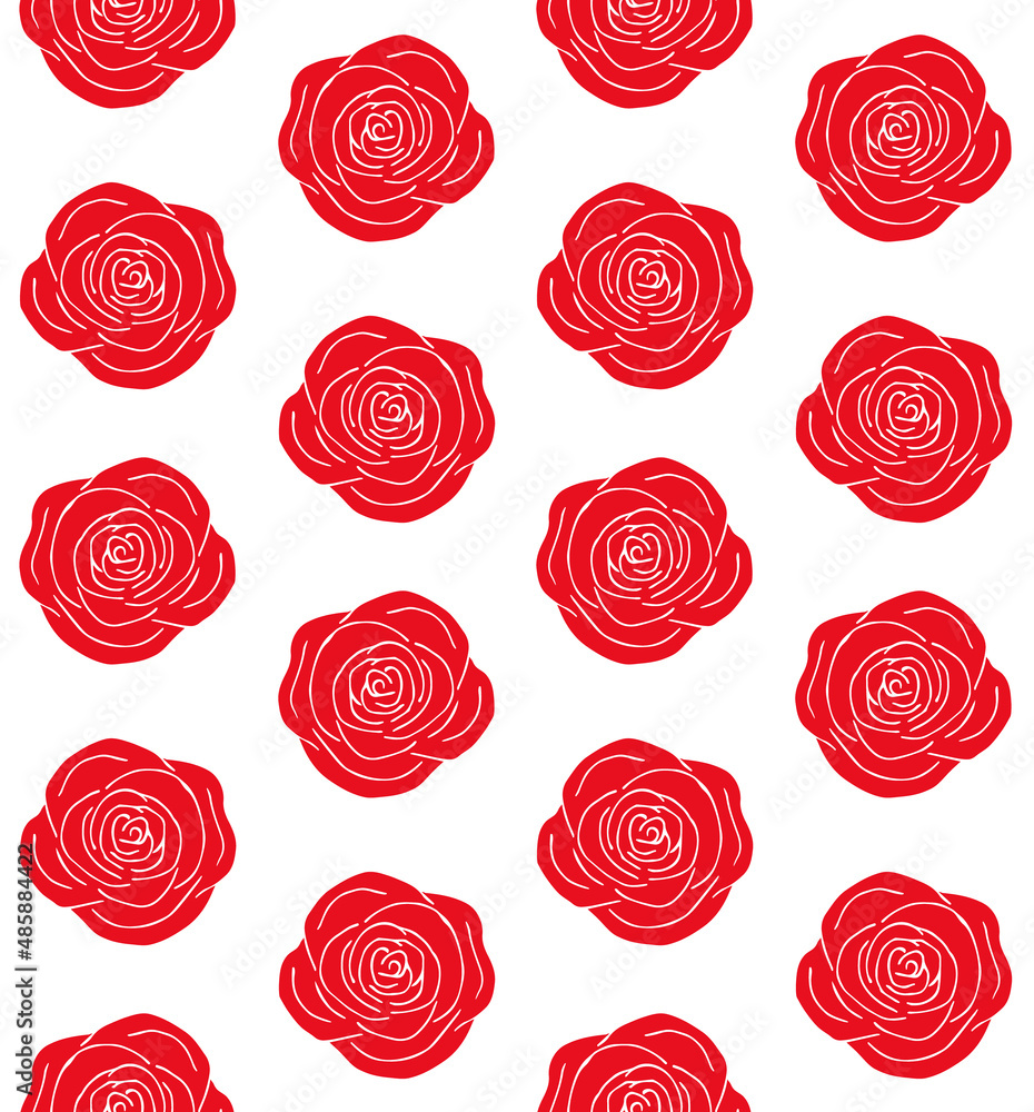 Vector seamless pattern of hand drawn doodle sketch red rose flower isolated on white background Vector seamless pattern of hand drawn doodle sketch red rose flower isolated on white background