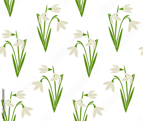 Vector seamless pattern of hand drawn doodle sketch snowdrops flower isolated on white background