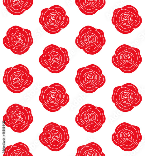 Wallpaper Mural Vector seamless pattern of hand drawn doodle sketch red rose flower isolated on white background Torontodigital.ca