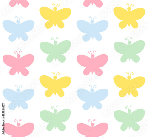 Vector seamless pattern of hand drawn sketch doodle butterfly silhouette isolated on white background © Sweta