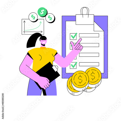 Taxable income abstract concept vector illustration. Taxable earnings calculation, tax preparation, accounting service, fiscal year, company income, corporate accountancy abstract metaphor.