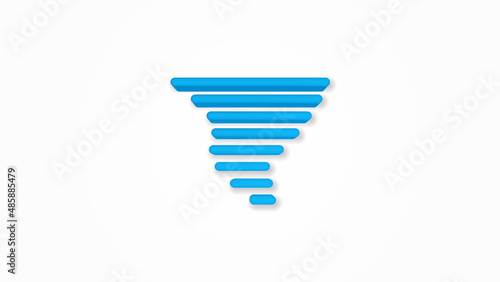 tornado, storm weather, whirlwind 3d line flat icon. Realistic vector illustration. Pictogram isolated. Top view. Colorful transparent shadow design.