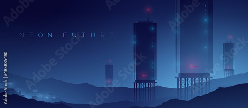 Futuristic technology background. Data storage. Sci-fi illustration.