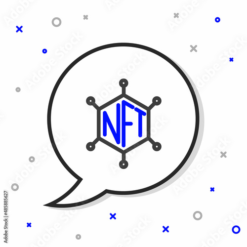 Line NFT blockchain technology icon isolated on white background. Non fungible token. Digital crypto art concept. Colorful outline concept. Vector