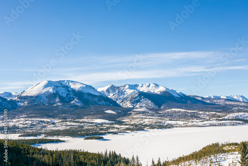Beautiful winter landscape with evergreen trees and ski tracks in the Rocky Mountains, Colorado, near lake Dillon © Faina Gurevich