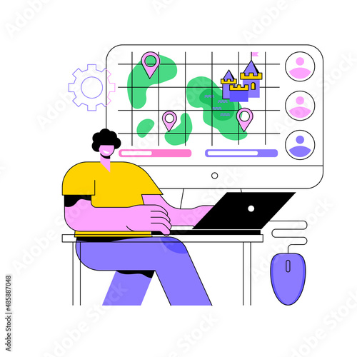 Strategy online games abstract concept vector illustration. Pc games, real-time multiplayer warfare, mobile strategy game, mouse MMOG, browser RPG, massive online multiplayer abstract metaphor.