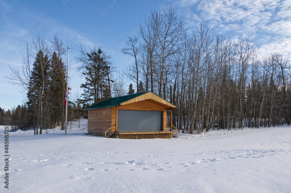 An Outdoor Stage Closed for the Winter