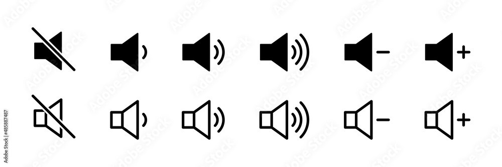 Volume mute collection icon. Speaker volume set of signs. Mute audio sound icon. EPS 10 Volume mute collection icon. Speaker volume set of signs. Mute audio sound icon. EPS 10