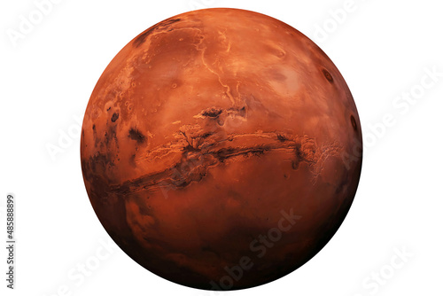 Planet Mars isolated on white background. Elements of this image were furnished by NASA