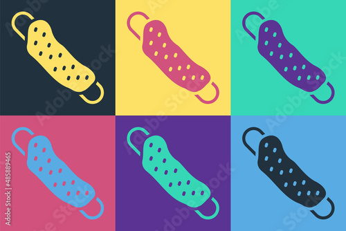 Pop art Washcloth icon isolated on color background. Bath house sauna washcloth sign. Item for pleasure and relaxing. Vector
