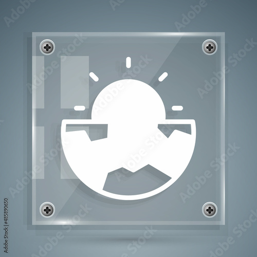 White Earth core structure crust icon isolated on grey background. Square glass panels. Vector