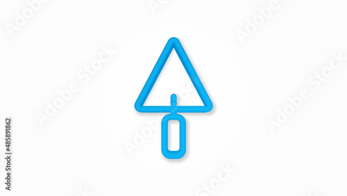trowel tool 3d line flat color icon. Realistic vector illustration. Pictogram isolated. Top view. Colorful transparent shadow design.